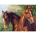 Пара лошадей Канва с рисунком для вышивки Матренин посад