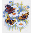 Бабочки на ромашках Канва с рисунком для вышивки Матренин посад