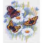 Бабочки на ромашках Ткань с рисунком Матренин посад