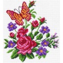 Цветы и бабочка Канва с рисунком для вышивки Матренин посад