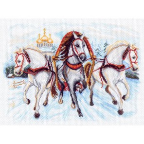 Тройка лошадей Ткань с рисунком Матренин посад
