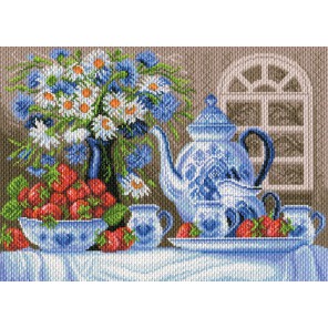 Клубничное чаепитие Ткань с рисунком Матренин посад