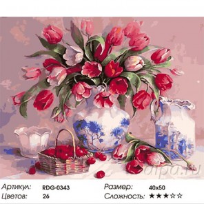 Гжель и тюльпаны Раскраска картина по номерам акриловыми красками на холсте