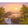 Водопад на озере Раскраска картина по номерам акриловыми красками на холсте