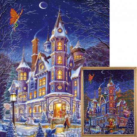 Зимняя Сказка Алмазная мозаика на подрамнике Цветной