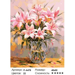 Розовые лилии Раскраска ( картина ) по номерам акриловыми красками на холсте Iteso