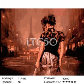 Вечер в Париже Раскраска ( картина ) по номерам акриловыми красками на холсте Iteso