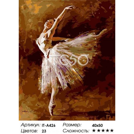 Количество цветов и сложность Изящная балерина Раскраска (картина) по номерам акриловыми красками на холсте Iteso