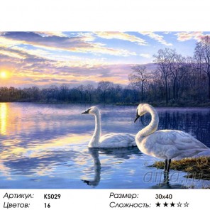 Лебеди Раскраска картина по номерам акриловыми красками Color Kit