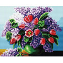 Сирень с тюльпанами Алмазная мозаика вышивка на подрамнике Painting Diamond