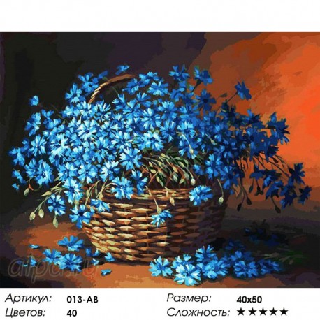 Количество цветов и сложность Васильки Раскраска ( картина ) по номерам акриловыми красками на холсте Белоснежка