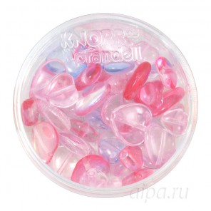 Сердечки розовые/сиреневые/фуксия Набор стеклянных бусин KnorrPrandell