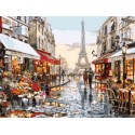 Парижская улочка Раскраска картина по номерам на холсте