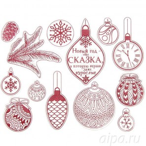 Новогодняя сказка Набор прозрачных штампов для скрапбукинга, кардмейкинга Арт Узор