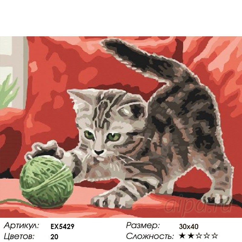 Раскраска Котенок с клубком