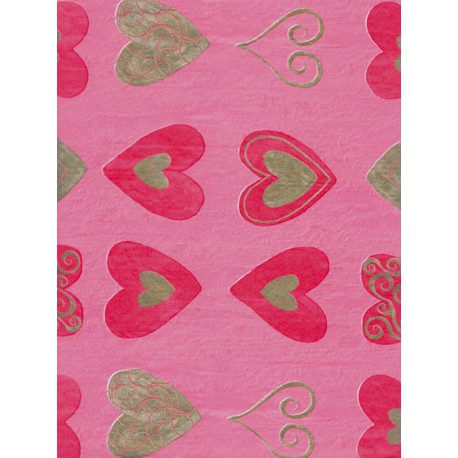 Орнамент сердечки на розовом Бумага для декопатча Decopatch
