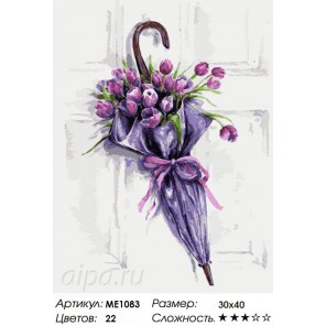 Цветочный зонт Раскраска по номерам на холсте Menglei