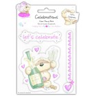 Мишка Fizzy Moon С Праздником Штампы прозрачные Украшения для скрапбукинга, кардмейкинга Trimcraft