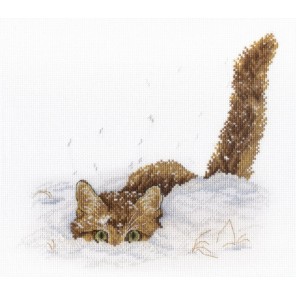 Кот в снегу Набор для вышивания МП Студия