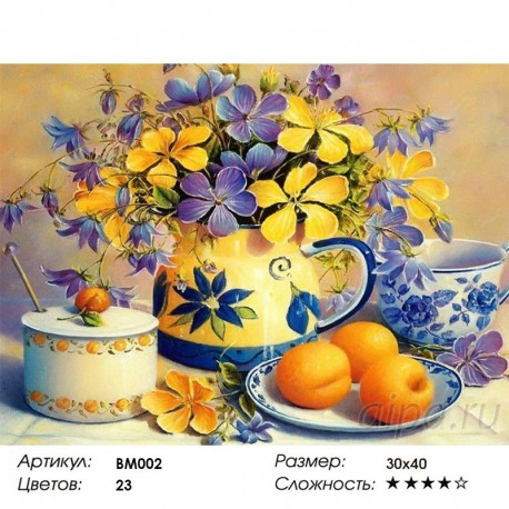 Количество цветов и сложность Абрикосовый аромат Раскраска - открытка по номерам с декором Color Kit