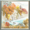 Пример оформления в рамке Осень в горах Канва с рисунком для вышивки бисером Конек 8402