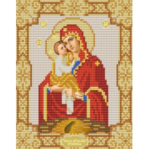 Пример оформления в рамке Почаевская Богородица Канва с рисунком для вышивки бисером Конек 9115