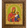 Пример оформления в рамке Иверская Богородица Канва с рисунком для вышивки бисером Конек 9207