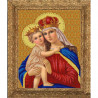 Пример оформления в рамке Мадонна с младенцем Канва с рисунком для вышивки бисером Конек 9235