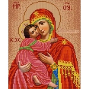 Пример оформления в рамке Владимирская Богородица Канва с рисунком для вышивки бисером Конек 9250