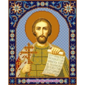 Пример оформления в рамке Святой Александр Невский Канва с рисунком для вышивки бисером Конек 9306
