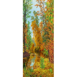 Пример оформления в рамке Осенний парк Канва с рисунком для вышивки бисером Конек 9630