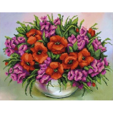 Полевые цветы Канва с рисунком для вышивки бисером Конек