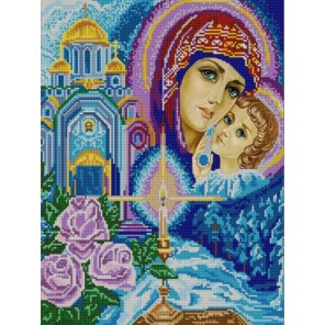 Пример оформления в рамке Богородица Канва с рисунком для вышивки бисером Конек 9733