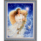 Пример оформления в рамке Рождественский ангел Канва с рисунком для вышивки бисером Конек 9751