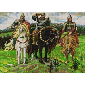Три богатыря В.Васнецов Канва с рисунком для вышивки бисером Конек