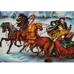 Тройка лошадей Канва с рисунком для вышивки бисером Конек