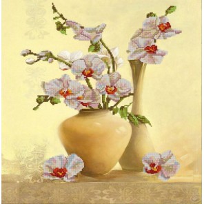 Пример оформления в рамке Орхидея Канва с рисунком для вышивки бисером Конек 9788