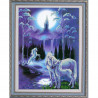 Пример оформления в рамке Лунная ночь Канва с рисунком для вышивки бисером Конек 9864