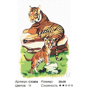 Сложность и количество цветов Тигры на отдыхе Раскраска по номерам на холсте CX3454