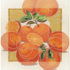 Пример оформления в рамке Дары садов Апельсины Набор для вышивания Овен 460