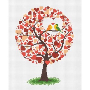 Пример оформления в рамке Дерево любви Набор для вышивания Овен 638