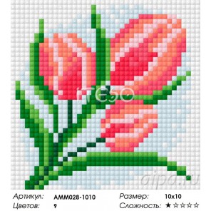 Сложность и количество цветов Нежные тюльпаны Алмазная мозаика на магнитной основе Iteso AMM028-1010