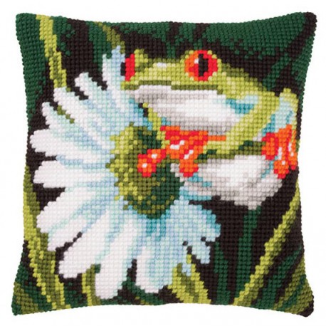 Древесная лягушка с цветком Набор для вышивания подушки VERVACO