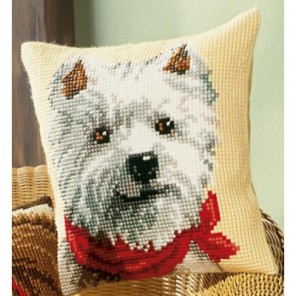 Собачка с шарфом Набор для вышивания подушки VERVACO