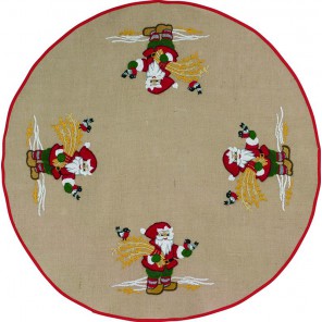 Санта с птичками Набор для вышивания коврика под ёлку PERMIN