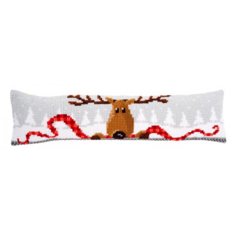 Северный олень с красным шарфом II Набор для вышивания подушки от сквозняка VERVACO