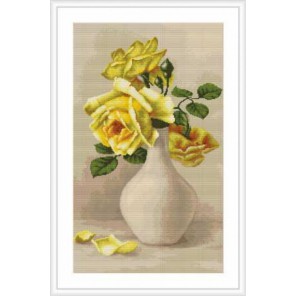 Желтые розы в белой вазе Набор для вышивания LUCA-S