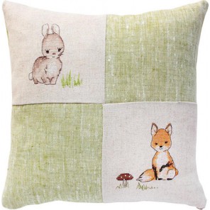 Зайчонок и лисичка Набор для вышивания подушки LUCA-S