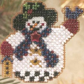 Снеговичок с птичкой Набор для вышивания бисером MILL HILL