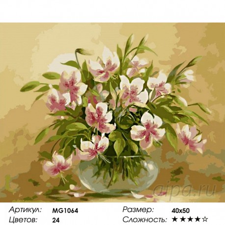 Количество цветов и сложность Лесные фиалки ( художник Pintore Fasani ) Раскраска (картина) по номерам на холсте Menglei MG1064